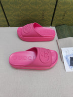 GG Lide Sandal With Interlocking Hot Pink Rubber 788128