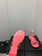 FLORAL FLAT SANDAL IN DARK PINK LAMBSKIN