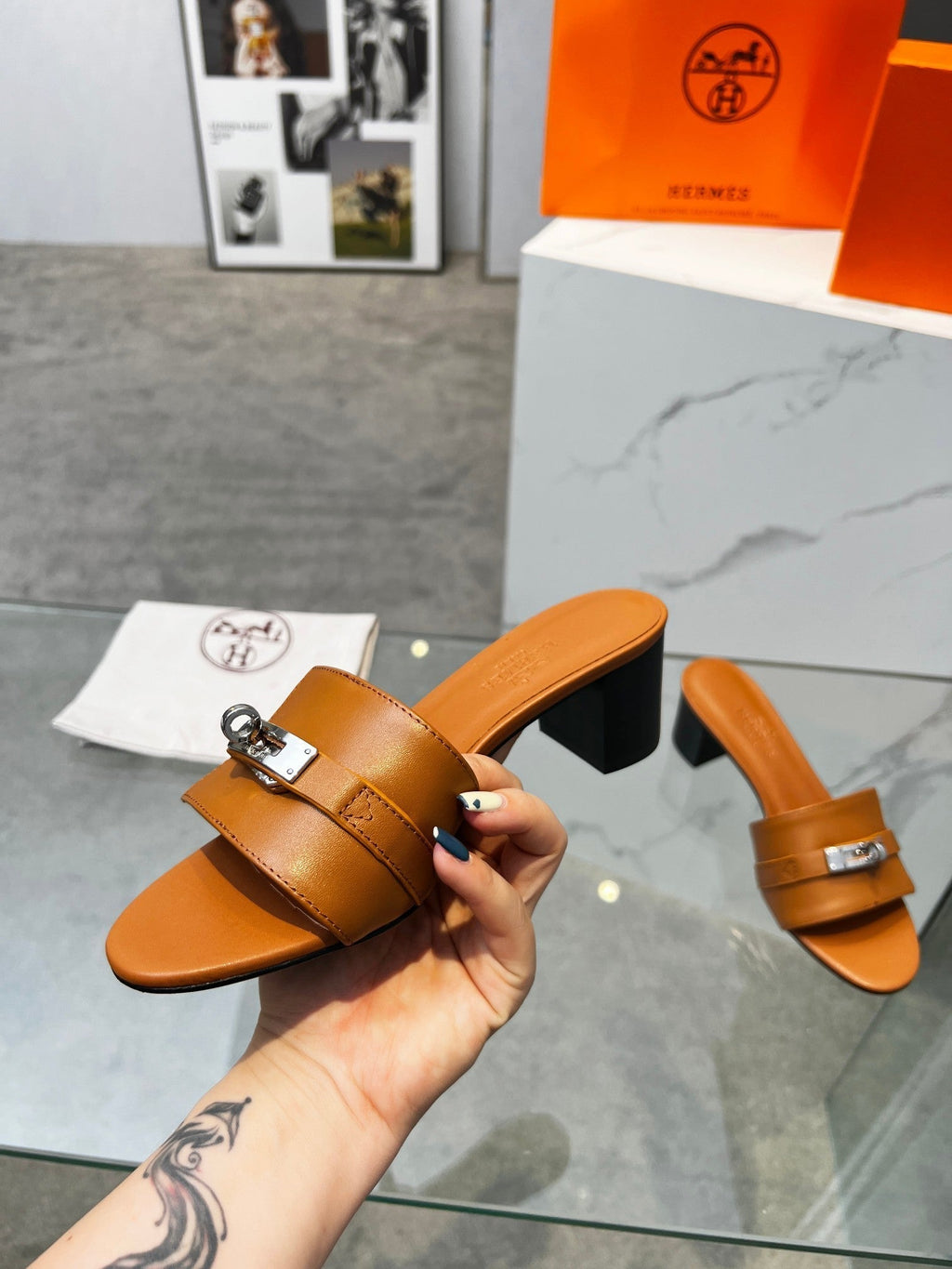 Gigi 50 Sandal Tan Calfskin