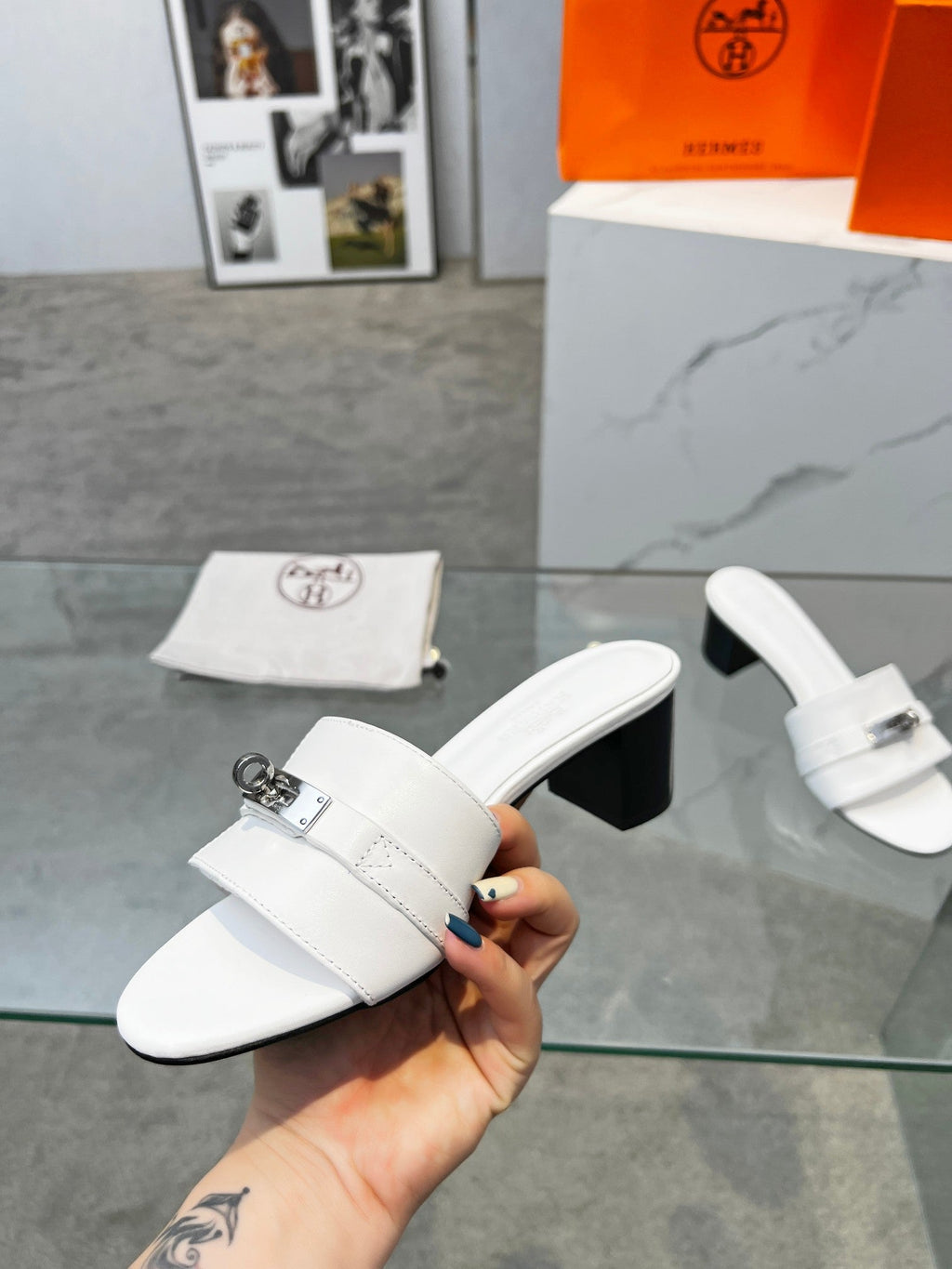 Gigi 50 Sandal White Calfskin