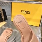 FENDI BAGUETTE SLIDES WOMEN IN DESERT SAND CALFSKIN