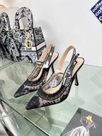 cd slingback pump 95 transparent mesh embroidered black flower moitf