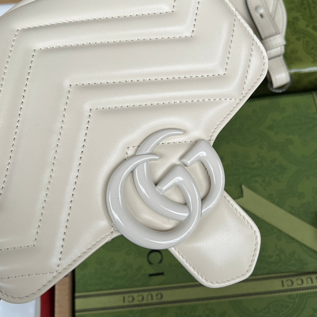 gg marmont mini 18cm all white calfskin