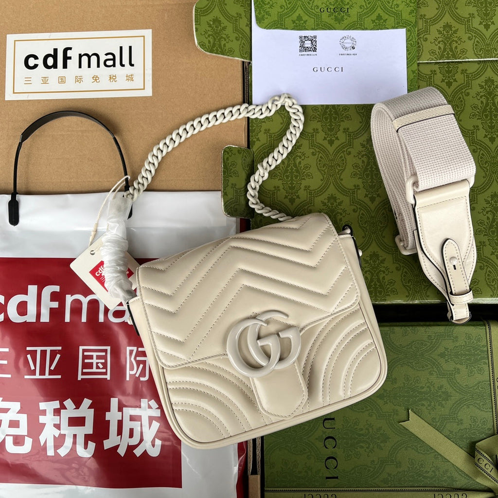 gg marmont mini 18cm all white calfskin