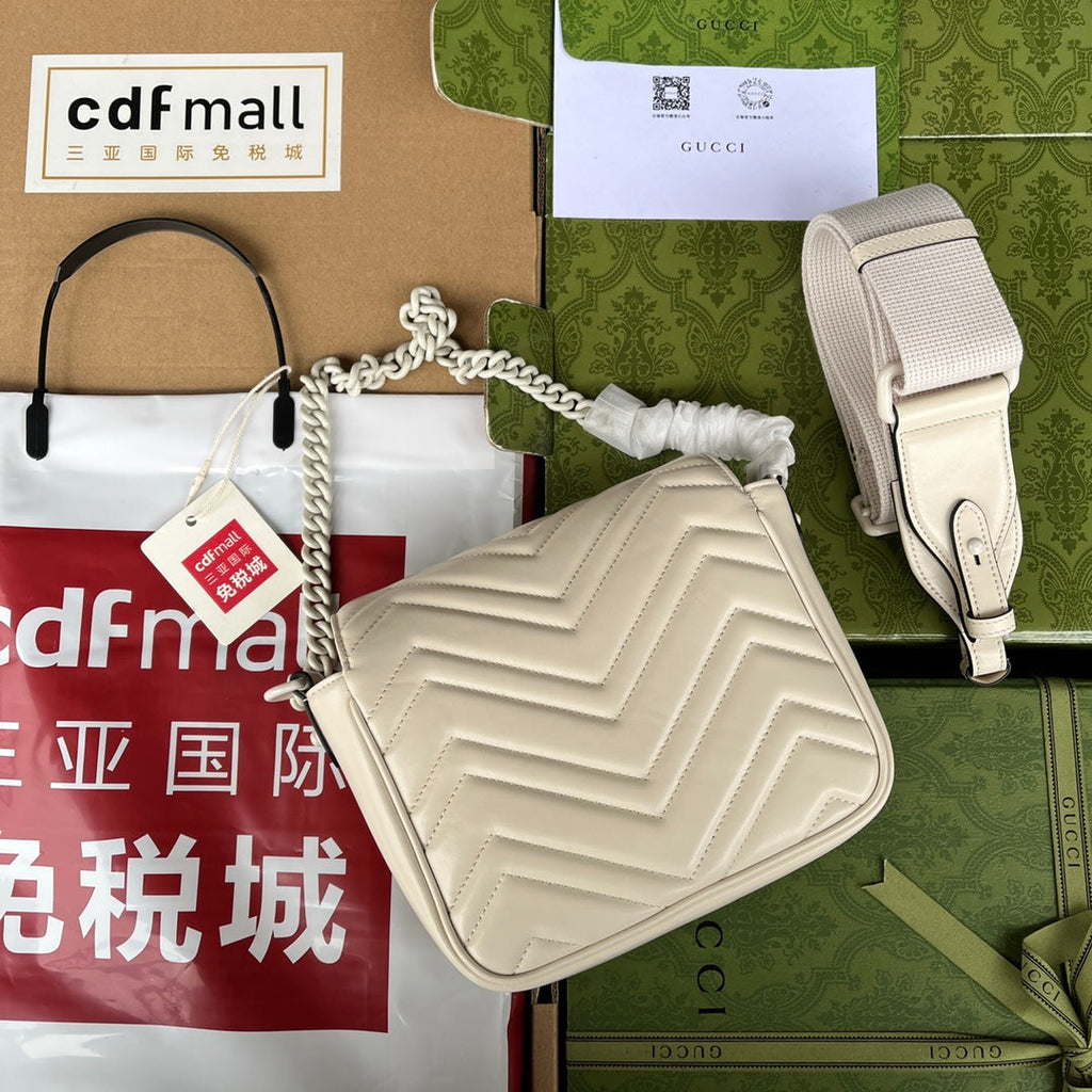 gg marmont mini 18cm all white calfskin