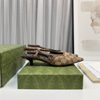 sling back pump 40 beige and ebony canvas