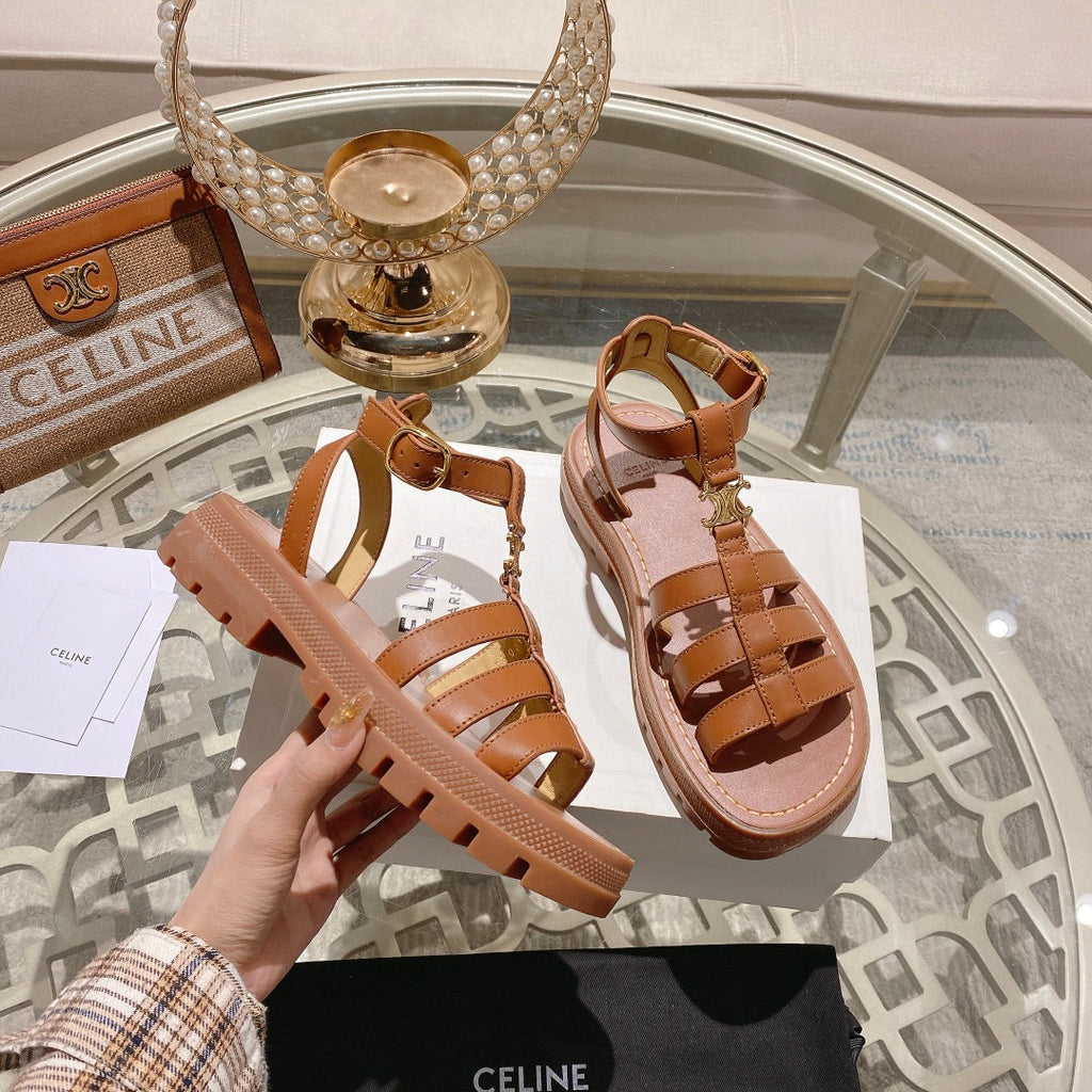 CL Clea Triomphe Gladiator Sandal 40mm Tan Calfskin 600377
