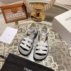 CL Clea Triomphe Gladiator Sandal 40mm White Black Calfskin 600371