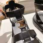 CL Clea Triomphe Gladiator Sandal 40mm Black Calfskin 600373