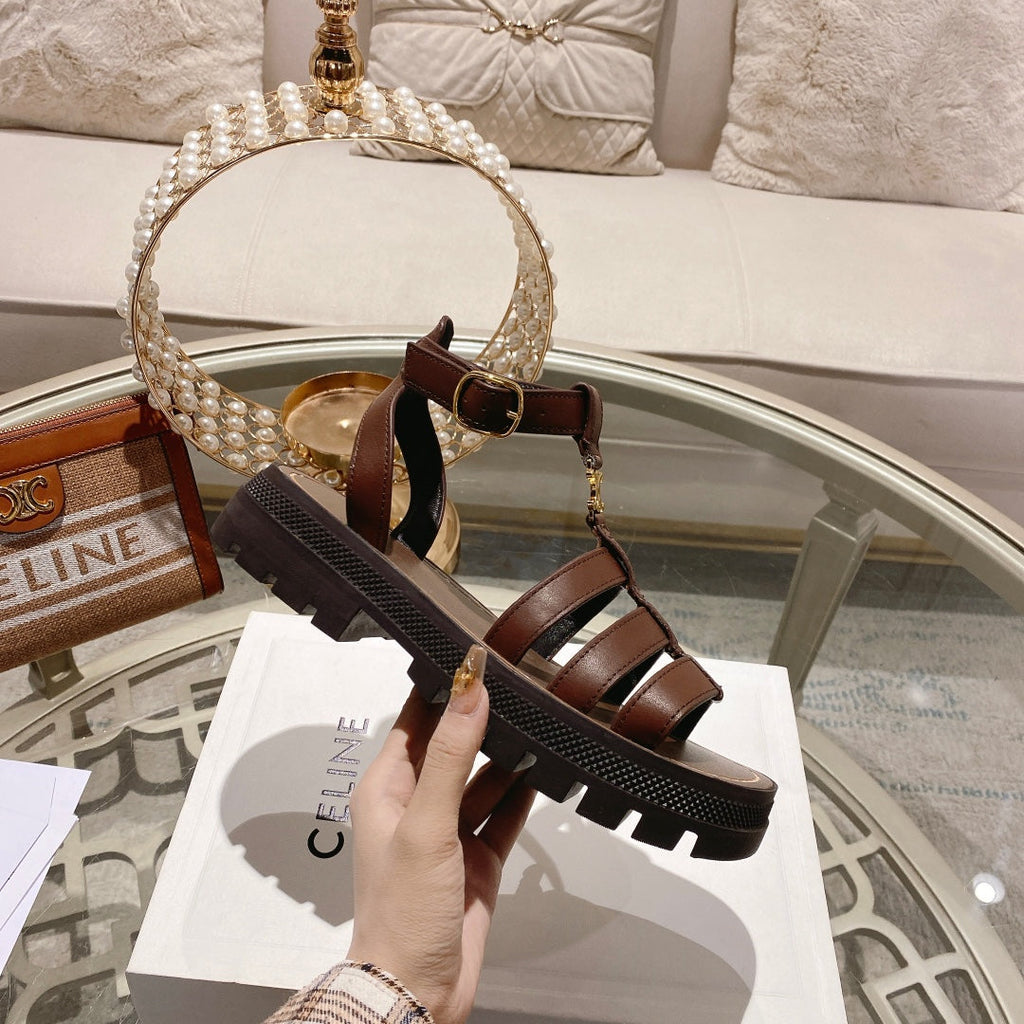 CL Clea Triomphe Gladiator Sandal 40mm Brown Calfskin 600375