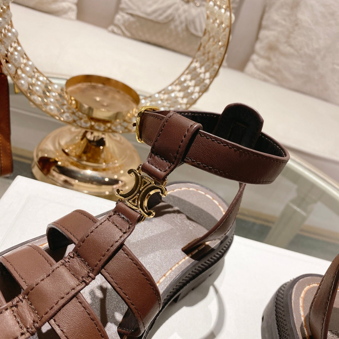 CL Clea Triomphe Gladiator Sandal 40mm Brown Calfskin 600375