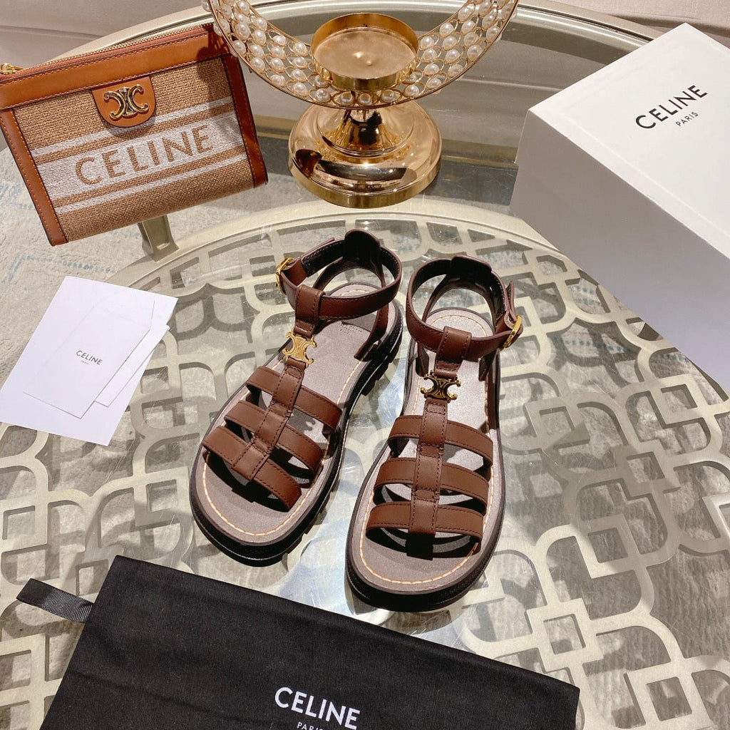 CL Clea Triomphe Gladiator Sandal 40mm Brown Calfskin 600375