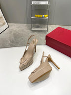 vlogo signature all beige calfskin slingback platform pump 120mm