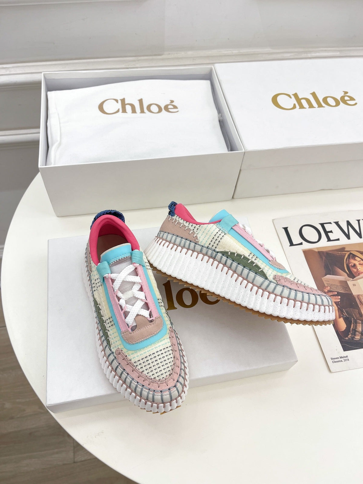 CHLOÉ NAMA SNEAKER IN COLORFUL SPECIAL FABRIC