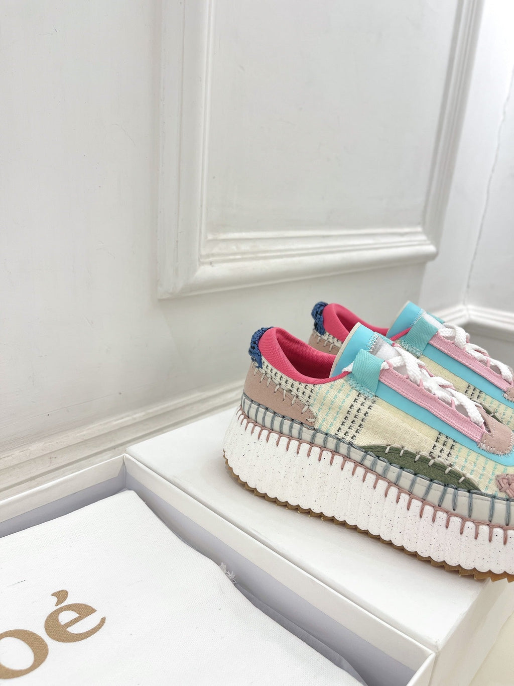 CHLOÉ NAMA SNEAKER IN COLORFUL SPECIAL FABRIC