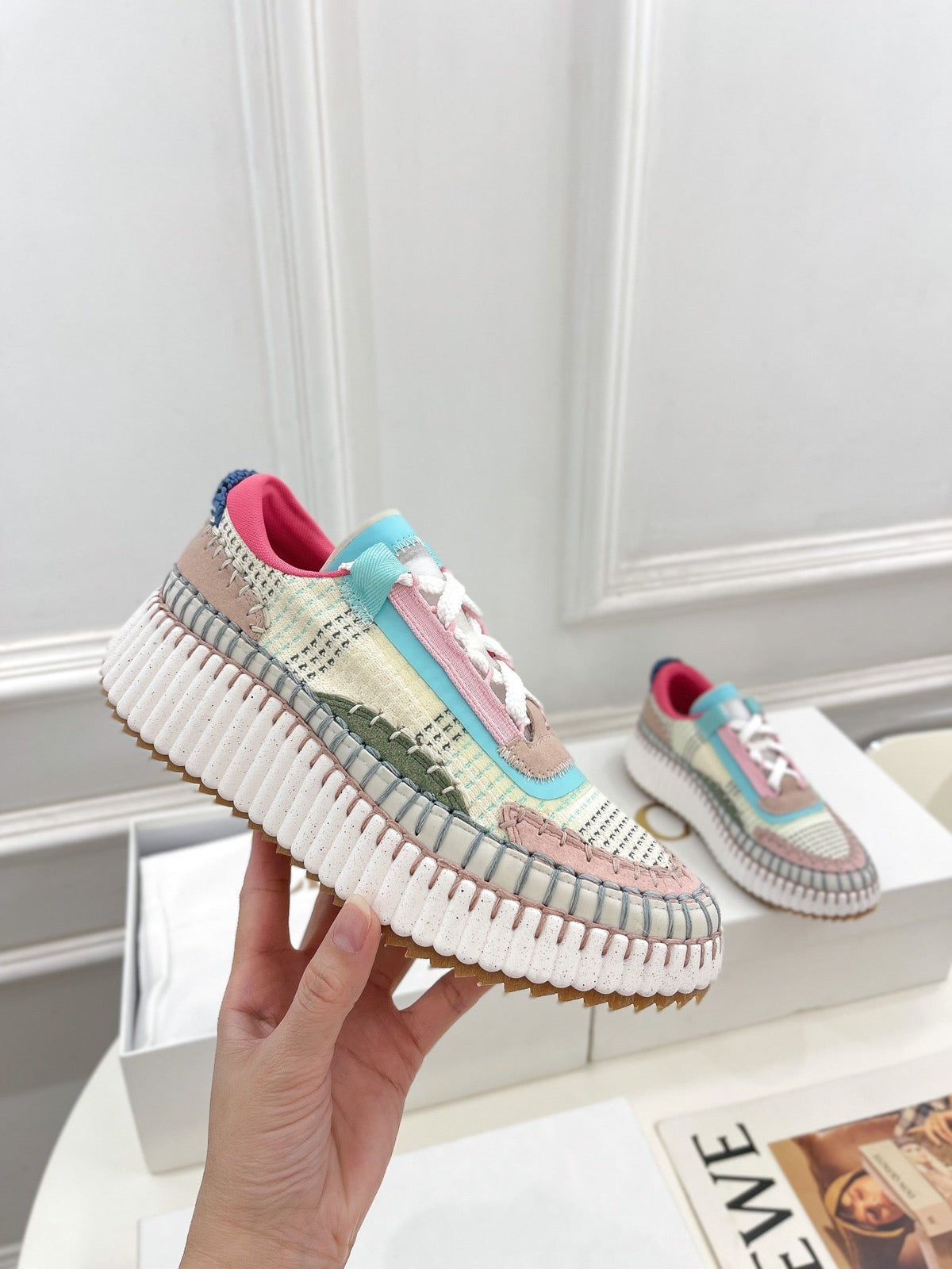 CHLOÉ NAMA SNEAKER IN COLORFUL SPECIAL FABRIC