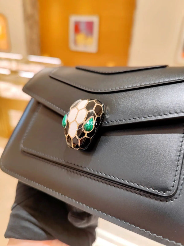 BVL Serpenti Forever Shoulder Bag 19cm Black Calfskin GHW 188654