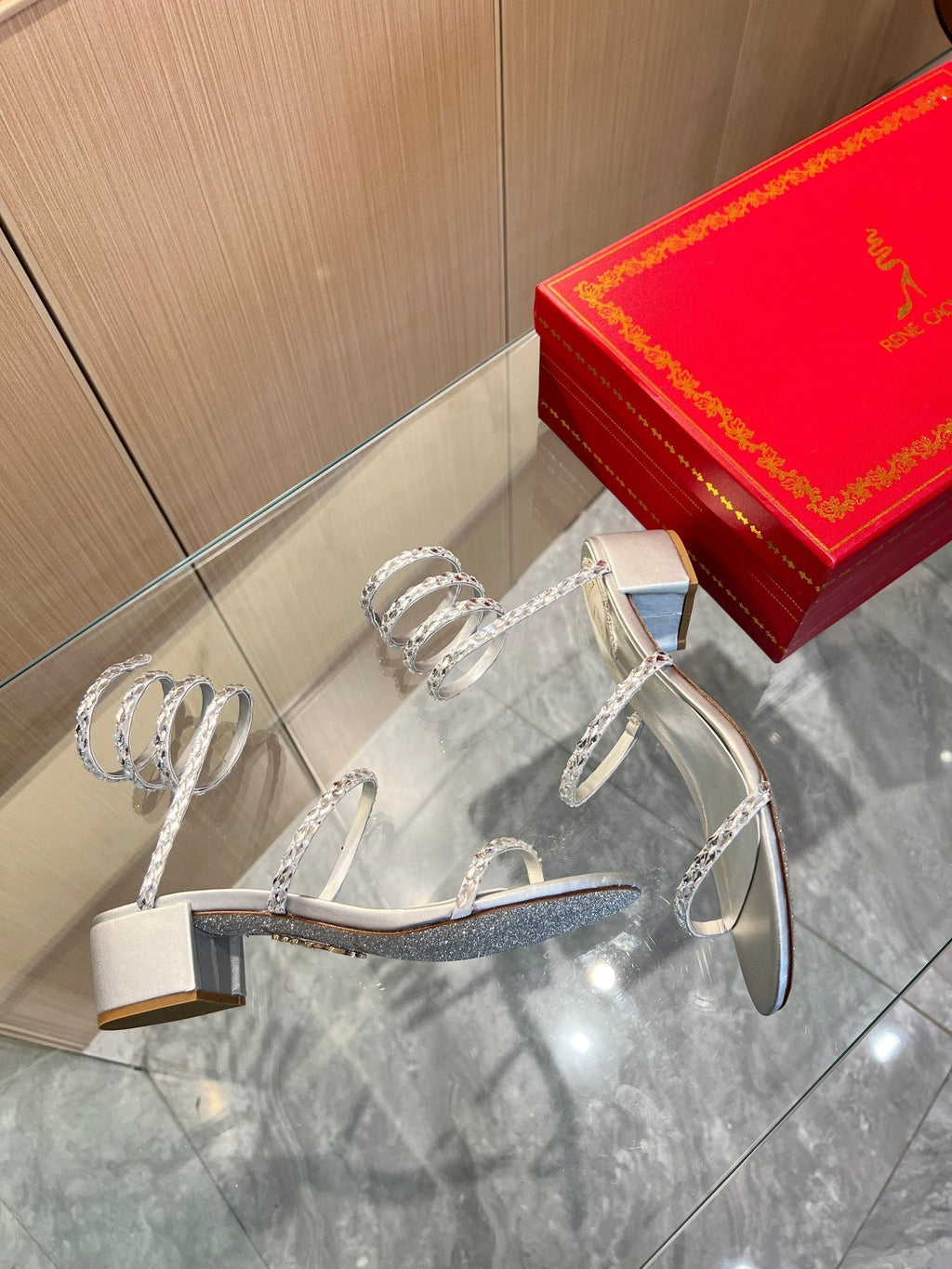 RC Diamond Sandals Sliver Silk Creole Glass Diamond 341984