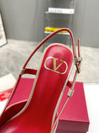 vlogo signature beige calfskin slingback platform pump 120mm