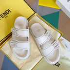 FENDI BAGUETTE DAD SANDALS IN WHITE CALFSKIN