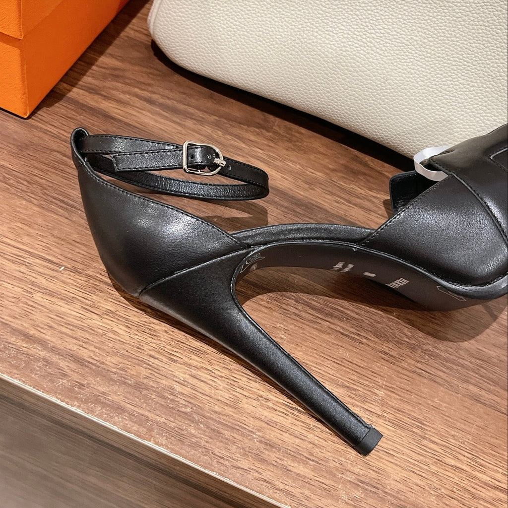 H - CLASSIC SANDAL 125 BLACK LAMBSKIN