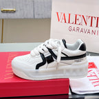 VT 2025 Garavani Sneakers White Black Cowhide Fabric 546992