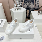 FLOW RUNNER SNEAKER IN WHITE SUEDE AND SHEEPSKIN