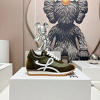 FLOW RUNNER SNEAKER IN ARMY GREEN SUEDE AND SHEEPSKIN