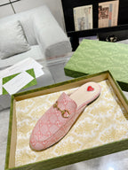 MEN'S MULE WITH HORSEBIT IN PINK PASTEL MONOGRAM JACQUARD FABRIC