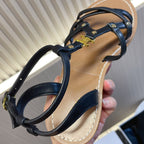 cl roman sandal black brown calfskin