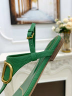 Valentino 25C Thong Sandal Green Sheepskin 239506