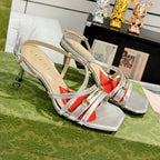 HIGH HEEL 65MM IN SILVER CALFSKIN WITH RED HEART