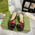 GG  CLASSIC STRAPPY HEEL SANDAL BLACK CALFSKIN
