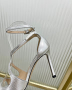 Jimmy Azia 95 In Silver Cowhide Sandals 587709
