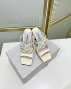 Jimmy Anise 85 In Ivory White Glossy Cowhide Mules 587692