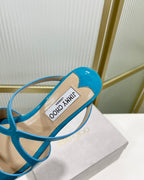 Jimmy Sandals In Blue Turquoise Glossy Cowhide 587681