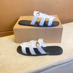 GG Men's Sandals Slide White Cowhide 724697