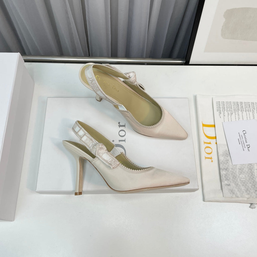 cd slingback pumps 95 white silk fabric