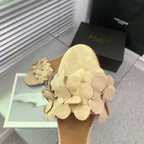 Alaia 25 Flower Slippers Pale Yellow Sheepskin 293158