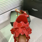 Alaia Confetti Leather Mules Red Sheepskin Cowhide 293164