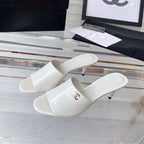 high heel 70 mule sandals white patent calfskin