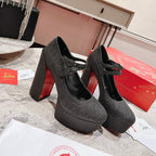 CL Platforms Movida Jane 130 mm Glitter Leather Black