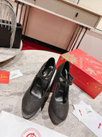 CL Platforms Movida Jane 130 mm Glitter Leather Black