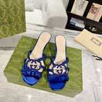 GG CRYSTAL MID - HEEL AZURE CALFSKIN