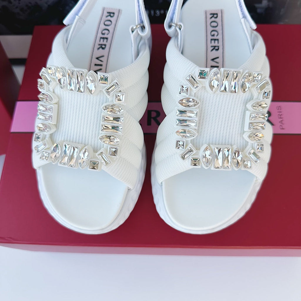 Viv Diamond Sandals White Fabric 560524