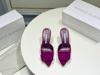 Manolo Mules 7cm Purple Suede Leather Bottom 451194