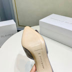Manolo Mules 7cm Grey Suede Leather Bottom 451193