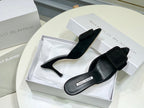 Manolo Mules 7cm Black Suede Leather Bottom 451190