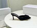 Manolo Mules 7cm Black Suede Leather Bottom 451190