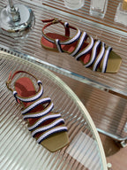 Sprightly Charms Sandal Piana Slippers Olive Purple Navy Calfskin